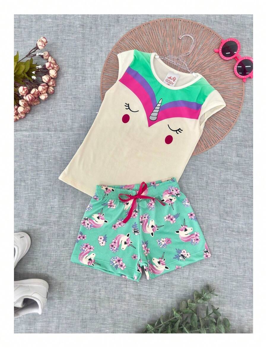 Unicorn Girls' Set - 薑色 - 查看 1