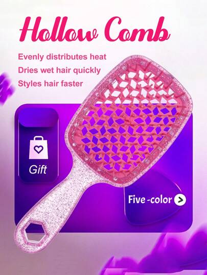 WANMEI Cepillo desenredante con brillo para cabello rizado, cepillo desenredante ventilado para cabello húmedo y seco, peine desenredante, cepillo desenredante para cabello rizado 1 pieza, cepillo desenredante para húmedo y seco, esenciales para volver a la escuela, viajes y vacaciones, accesorios para el cabello para mujeres, cepillo, cepillo desenredante, cepillo de bola, set de mini cepillos para el cabello, peine de madera, herramientas para el cabello, artículos para el cabello