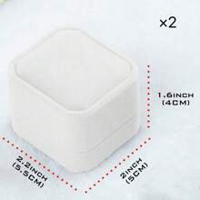 1pc White Velvet Ring Box Back To School,Room Decor - White - View 9