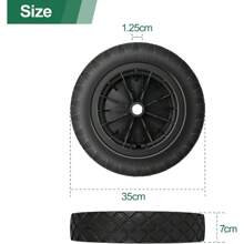 14" Wheelbarrow Wheel 3.5-8 PU Puncture Proof Solid Wheel Heavy Duty Replacement Tire For Garden Trolley Barrow Go Cart Trailer Truck (Black) - Variant1 - View 4