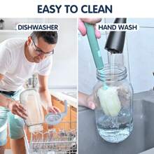 Glass Pitchers With Lid, Set Of 2, 64OZ Leak-Proof Airtight Mason Jars, Wide Mouth Water Jugs For Cold Brew Coffee, Iced Tea, Milk, Food Storage, Sun Tea Jar. - 黑+灰 - 查看 5