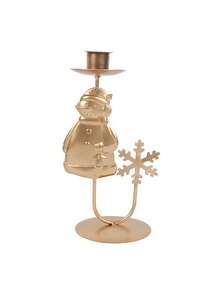 1 pieza Soporte de vela con decoraciones navideñas de árbol de Navidad, cascabel, reno, estrella, adorno navideño para hogar, regalos de Feliz Año Nuevo - Dorado - Ver 15