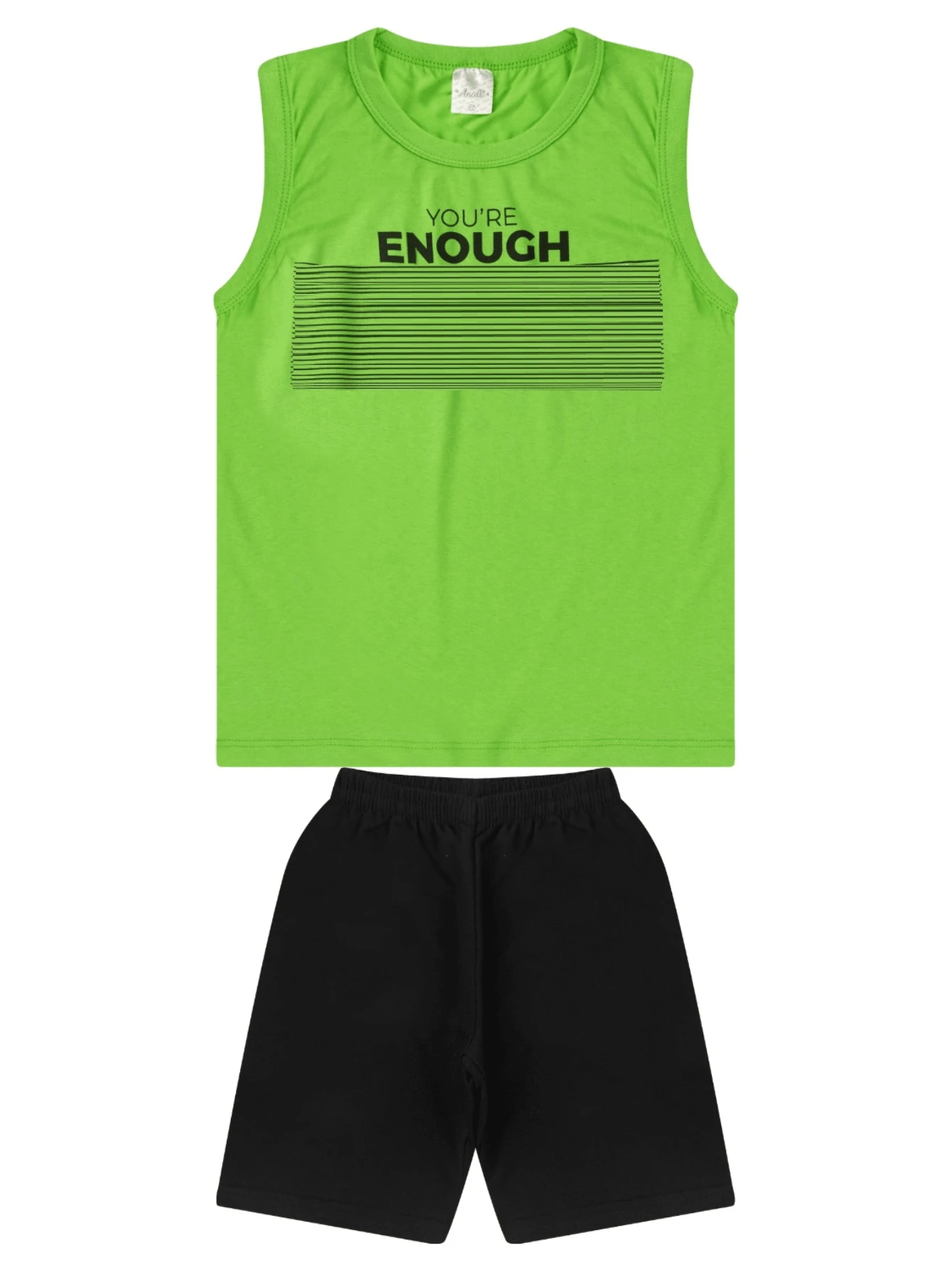 Youth Boy Summer Set Tank Top T-Shirt And Sweatpants - Lime Green - View 1