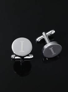 1 paire Boutons De Manchette De Simple Et À La Mode Pour Homme laser 26 Alphabet Anglais