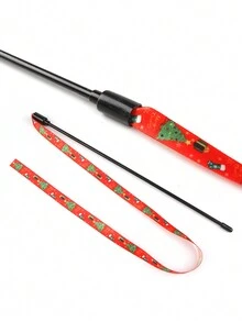 Long Stick Christmas Teasing Cat Stick Cat Toy Biting Ribbon Interactive Deboredom Strip Christmas Ribbon Teasing Cat Stick - 1 Piece - Red - View 3