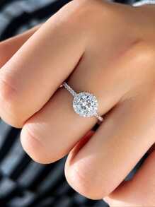 1 件 1 克拉圆形切割方晶锆石闪亮 925 纯银永恒订婚结婚戒指女士新娘派对珠宝配饰礼物