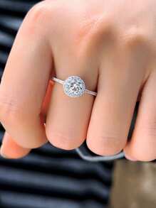 1 件 1 克拉圆形切割方晶锆石闪亮 925 纯银永恒订婚结婚戒指女士新娘派对珠宝配饰礼物