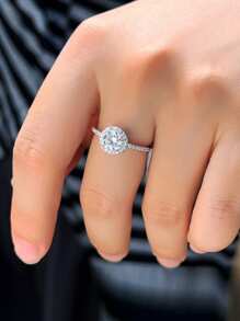 1 件 1 克拉圆形切割方晶锆石闪亮 925 纯银永恒订婚结婚戒指女士新娘派对珠宝配饰礼物