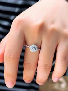 1 件 1 克拉圆形切割方晶锆石闪亮 925 纯银永恒订婚结婚戒指女士新娘派对珠宝配饰礼物