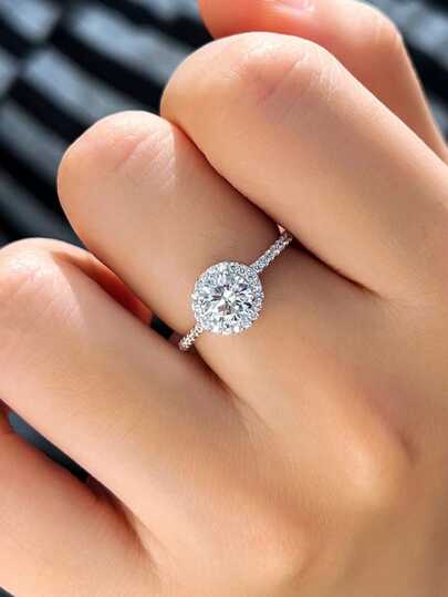 1 件 1 克拉圆形切割方晶锆石闪亮 925 纯银永恒订婚结婚戒指女士新娘派对珠宝配饰礼物