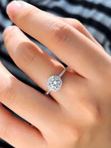 1 件 1 克拉圆形切割方晶锆石闪亮 925 纯银永恒订婚结婚戒指女士新娘派对珠宝配饰礼物