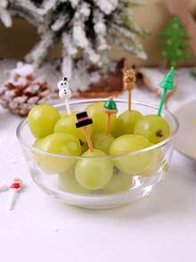 Set de 4 piezas de tenedores en forma de árbol de Navidad, de plástico de colores brillantes, tenedores creativos y lindos para decoración de comida, colores aleatorios - Multicolor - Ver 7