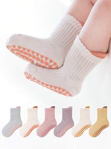 6 双卡通婴儿地板袜幼儿防滑室内袜子适合男孩和女孩，适合日常生活 - 彩色 - 查看 5