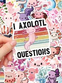 100pcs Cute Axolotl Stickers, Waterproof, Suitable For Scrapbooking, Diaries, Laptops, Bumpers, Skateboards, Water Bottles - Weather-Resistant Design, Ideal For Indoor And Outdoor Creative Expression - Multicolor - View 6