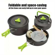 15pcs Camping Cookware Kit Hiking Picnic Cooking Bowl Pot Pan Knife Spoon Set - Variant1 - View 6