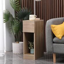 Slim Bedside Table Bedroom Nightstand With Open Shelf & Drawer, Narrow End Table Sofa Side Table For Living Room, Compact Wooden Lamp Table Telephone Table For Home Office - Brown - View 2