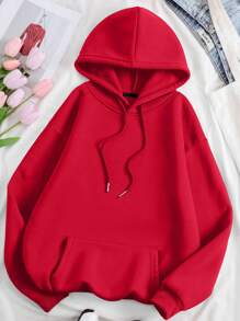 Custom Text Women's Hooded Sweatshirt - Personalize Add Your Own Text/Name To Design Your Personalized Printed Sweatshirt, Women Tops ,Fall Tops ,Red Top,Custom Top,Custom Sweatshirt,Winter Clothes,Personalized Text,Red Long Sleeve - Red - View 4