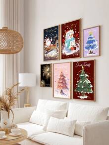 Christmas Tree Santa Claus Pattern Wall Art Paintings For Bedroom And Living Room Decor - Multicolor - View 2