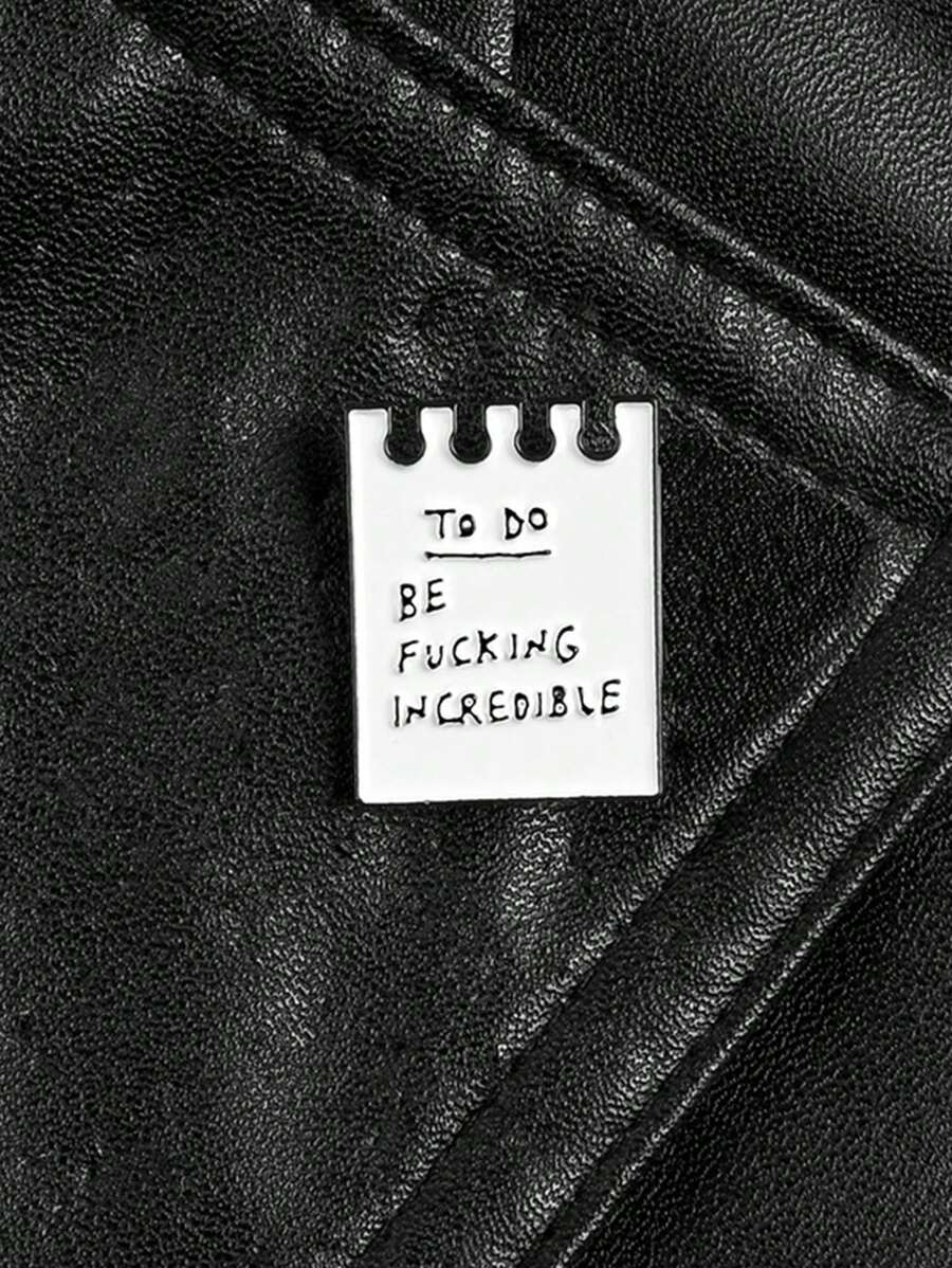 1 件装卡通简约设计迷你珐琅别针，带字母细节，适合衣服和配饰，最佳礼物 - 黑與白 - 查看 1