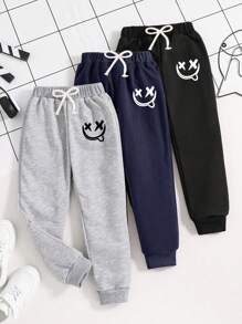 3 件套 Tween 男童笑脸印花运动裤套装 - 彩色 - 查看 1