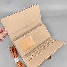 Women's Tri-Fold Wallet With Crossbody Strap With Zipper And Snap Closure YOYOBEL-2 - 駝色 - 查看 2