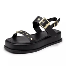 Women's Flatform Papete Sandal With Straps Slide Buckle Detail Platform - màu đen - Xem 3