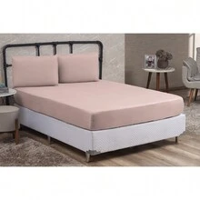 Queen Size 3 Pieces Plain Fitted Sheet Set With Elastic Immediate Shipping - Rusty Rose - View 2