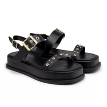 Women's Flatform Papete Sandal With Straps Slide Buckle Detail Platform - màu đen - Xem 1