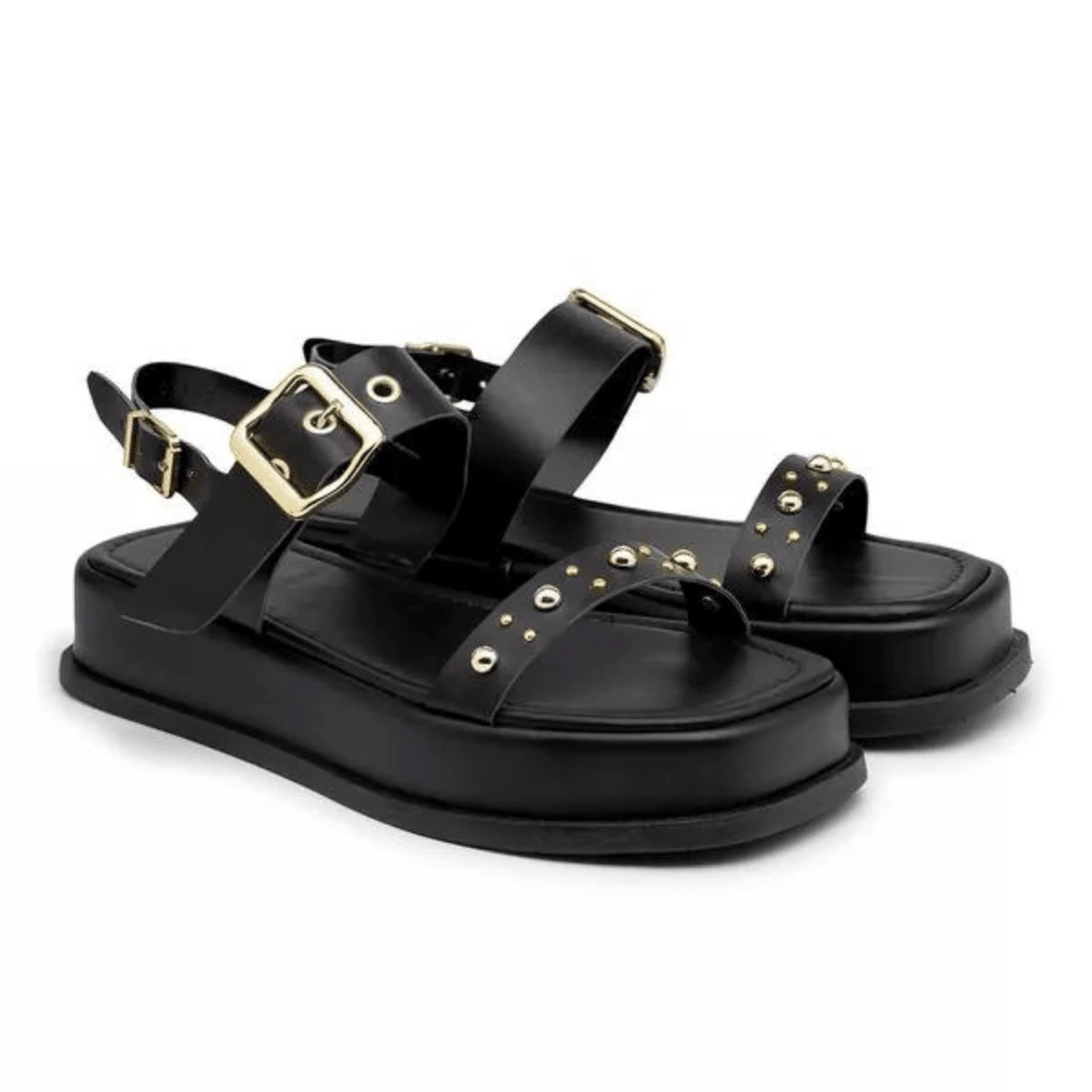 Women's Flatform Papete Sandal With Straps Slide Buckle Detail Platform - màu đen - Xem 1