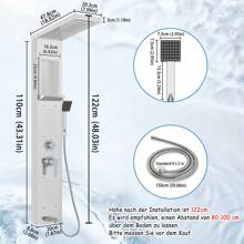 Froadp Stainless Steel Shower Panel 5 Functions Shower Column Rain Shower Waterfall Shower Massage Nozzles Hand Shower Shower Faucet Complete Kit - 銀色 - 查看 2