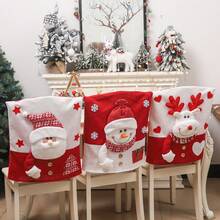 1pc Christmas Chair Cover Reusable Table And Chair Cover Party Decoration Santa Claus Snowman Pattern Chair Cover For Christmas Party Decoration New Year Restaurant Kitchen Supplies - Multicolor - View 6