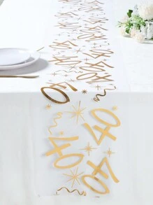 1 قطعة عداء طاولة ذهبي مطبوع بالحرارة لحفلة عيد الميلاد، علم طاولة لحفلة عيد الميلاد 18/30/40/50/60، غطاء طاولة من شبكة البوليستر المطلي بالذهب مقاس 28*275 سم، ديكور حفلة عيد الميلاد والذكرى السنوية، منشفة طاولة عيد الميلاد، ديكور المنزل، ديكور الطاولة، ديكور المطبخ والمائدة، زينة الصحون والأطباق، ديكور ذهبي، عيد الميلاد