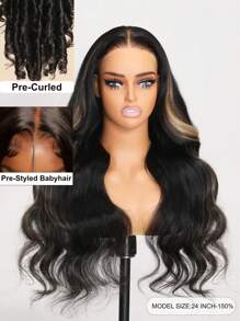 Wigs 7x5 Glueless Wig Invisible Knots Pre Cut Lace Closure Wig Body Wave Human Hair Wig Black With Blonde Highlights Bye Bye Knots Wigs With Babyhair Unice Hair - SNATURAL/27 - View 5