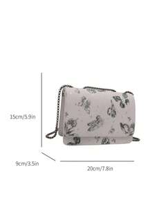 Mini Fashionable Chain Bow Flap Shoulder Bag, Crossbody Square Handbag For Women Valentines - Black - View 7