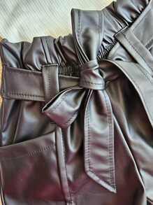 Bory Girls' Set With Tulle Sleeves And Leather Shorts Summer - trắng - Xem 4