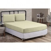 Queen Size 3 Pieces Plain Fitted Sheet Set With Elastic Immediate Shipping - Beige - View 2
