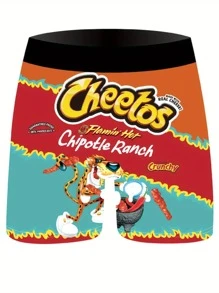 3 piezas/paquete Calzoncillos bóxer para hombres con estilo urbano, estampado digital de dibujos animados y de aperitivos, transpirables - Multicolor - Ver 7