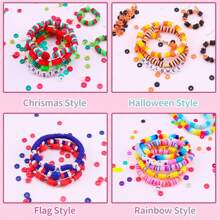 粘土珠友谊手链制作套件，24 种颜色 Kandi Preppy 粘土珠 A-Z 字母珠数字珠和饰品套件完整友谊珠宝制作套件 DIY 工艺品礼物送给青少年