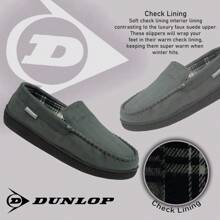 Mens Faux Suede Moccasin Slipper - Light Grey - View 2