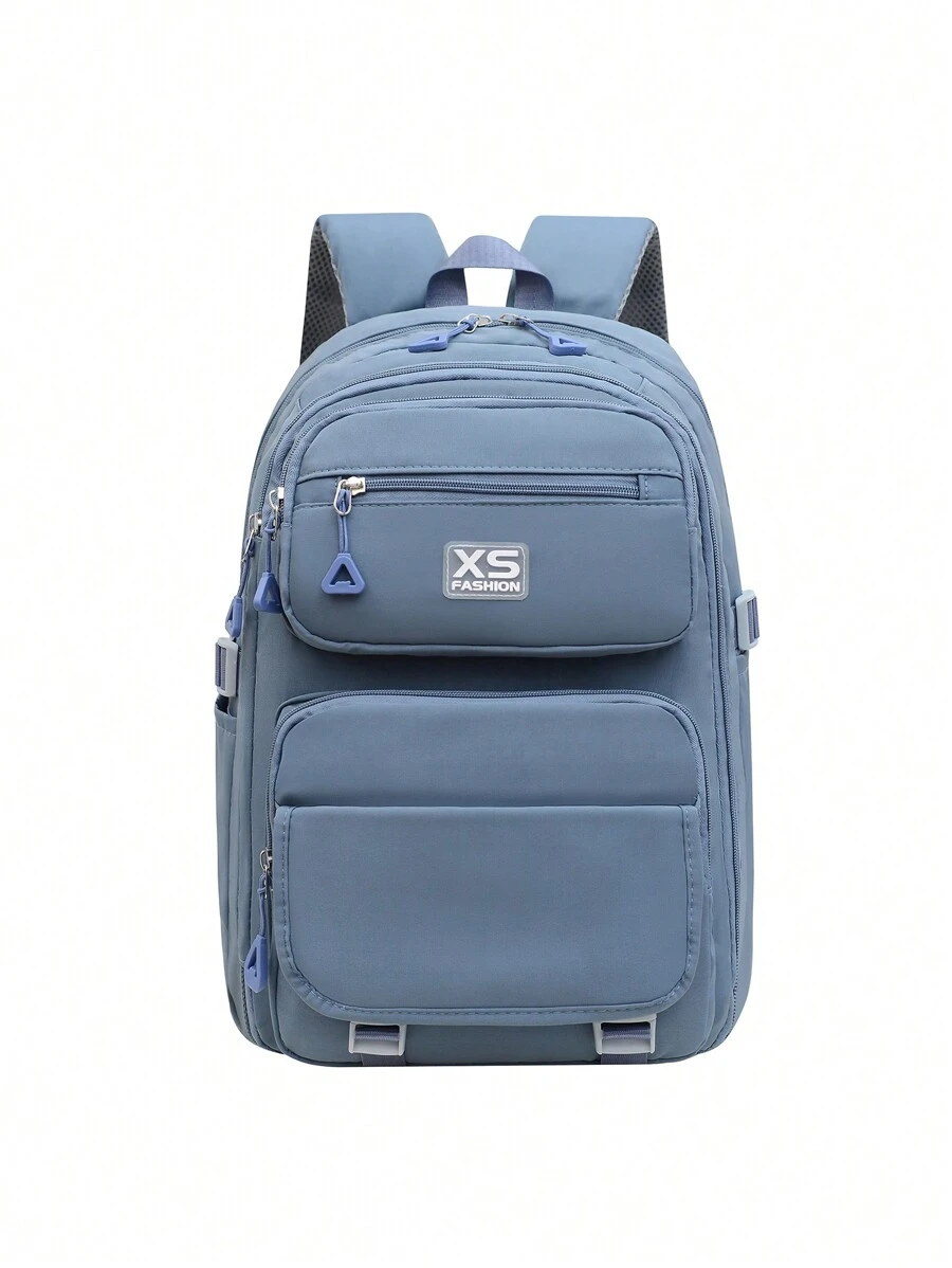 Women's Large Capacity Waterproof Nylon School Backpack - 藍色 - 查看 1