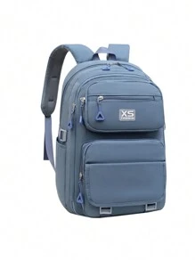 Women's Large Capacity Waterproof Nylon School Backpack - 藍色 - 查看 2