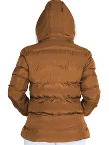 Tandera Women's Coat Jacket Detachable Hood - Brown - View 4