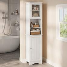 Asofer 67.1"H Bathroom Storage Cabinet With Adjustable Shelves, 2 Doors For Bathroom, Kitchen, Living Room, White - White - View 3