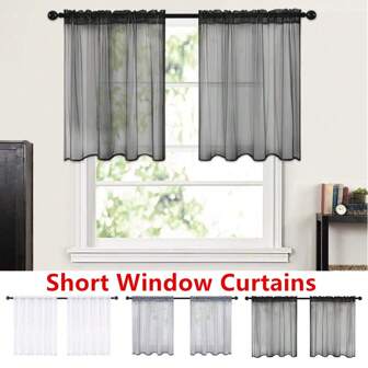 2 Panels Kitchen Blackout Window Curtains Sheer Short Curtains Gauze Tulle Kitchen Curtains Window Bathroom Bedroom Small Curtains (Excluding Hanging Poles)