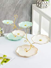 1pc Elegant Flower Shaped 3-Tier Dessert Stand, Suitable For Fruit Display, Family Parties & Candy Bar Christmas Gift - Multicolor - View 3