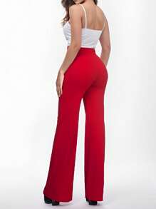 Women's High Waist Dress Pants Trouser - 紅色 - 查看 2