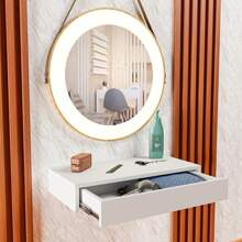 带抽屉和餐柜的梳妆台，MDF 材质，抽屉柜类型，60 厘米，现代装饰，卧室装饰家居装饰秋季装饰卧室装饰 - 白色 - 查看 1