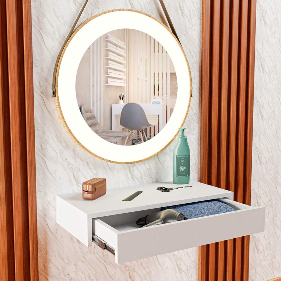 带抽屉和餐柜的梳妆台，MDF 材质，抽屉柜类型，60 厘米，现代装饰，卧室装饰家居装饰秋季装饰卧室装饰 - 白色 - 查看 1