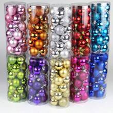 24 件/套圣诞装饰品，3 厘米彩色装饰球，适用于圣诞树，适合节日派对装饰、圣诞节
