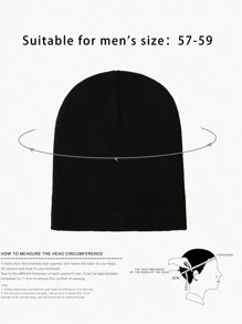 1 件男女通用 Y2K 风格纯黑色短款无檐针织帽，户外冬季保暖休闲百搭帽子，适合通勤秋季装 - 純色針織帽 - 查看 9